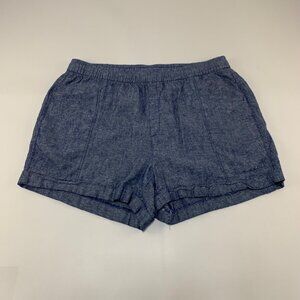 Old Navy Blue Chambray Linen Blend High Rise Pull On Shorts L